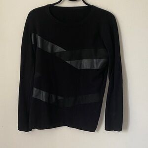 Black Sweater with faux Leather Accents